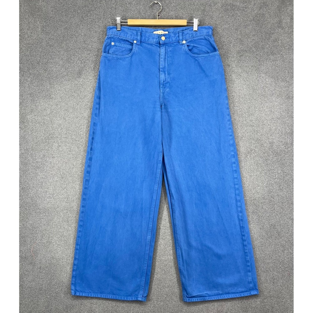 Marni x Uniqlo Wide Leg Jeans 30 x 31 Blue High Rise Cotton Denim 221-458035